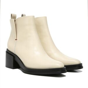 FRANCO SARTO DALDEN BLOCK HEEL CREAM LEATHER BOOTIE SIZE 6